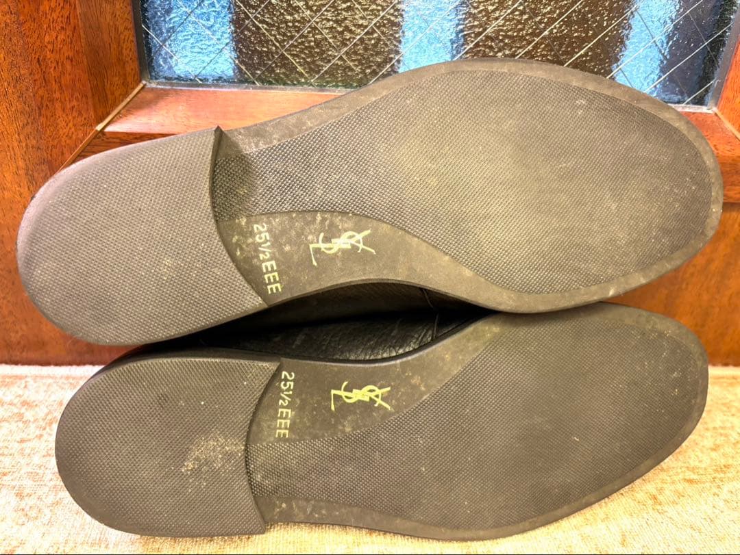 美品YVES SAINT LAURENT 25.5 タッセルローファー黒本革
