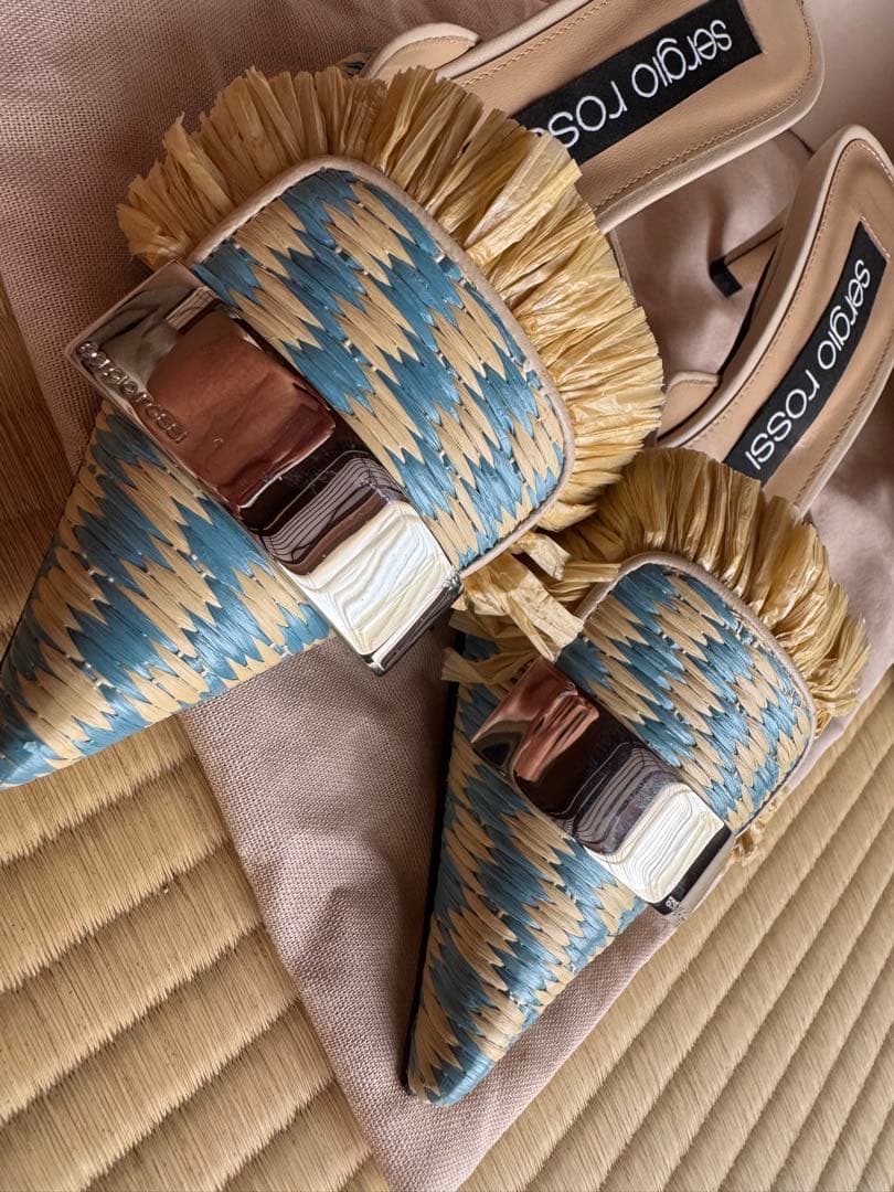 【再値下げ】sergio rossi フリンジ ポインテッドトゥミュール