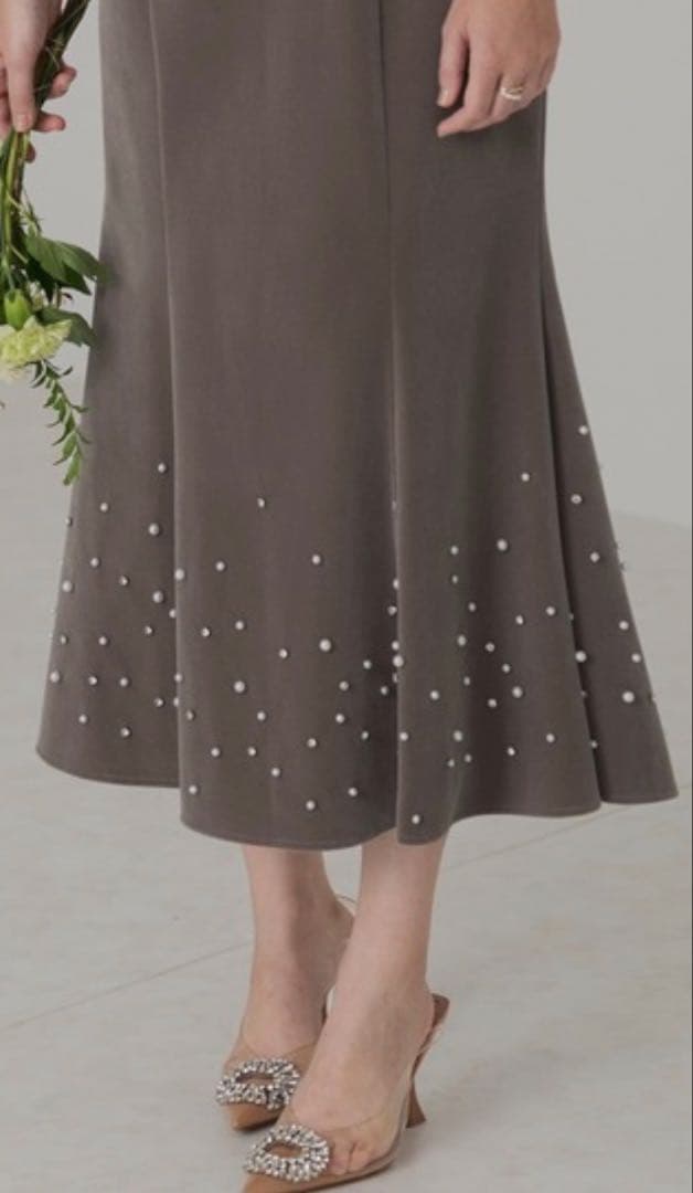 【LEJA】シアースリーブパールビジューベロアマーメイドドレスワンピース