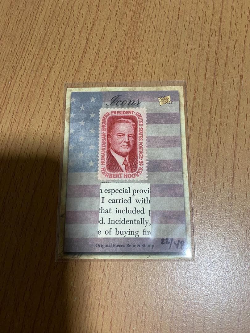 超貴重！ハーバート・フーバー大統領のレリックカード Herbert Hoover