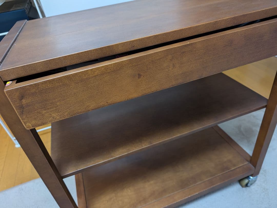 無印良品希少ブラウン木製ワゴン引き出し付き