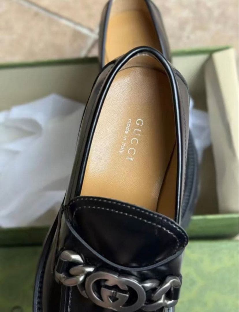 GUCCI 黒 厚底ローファー38