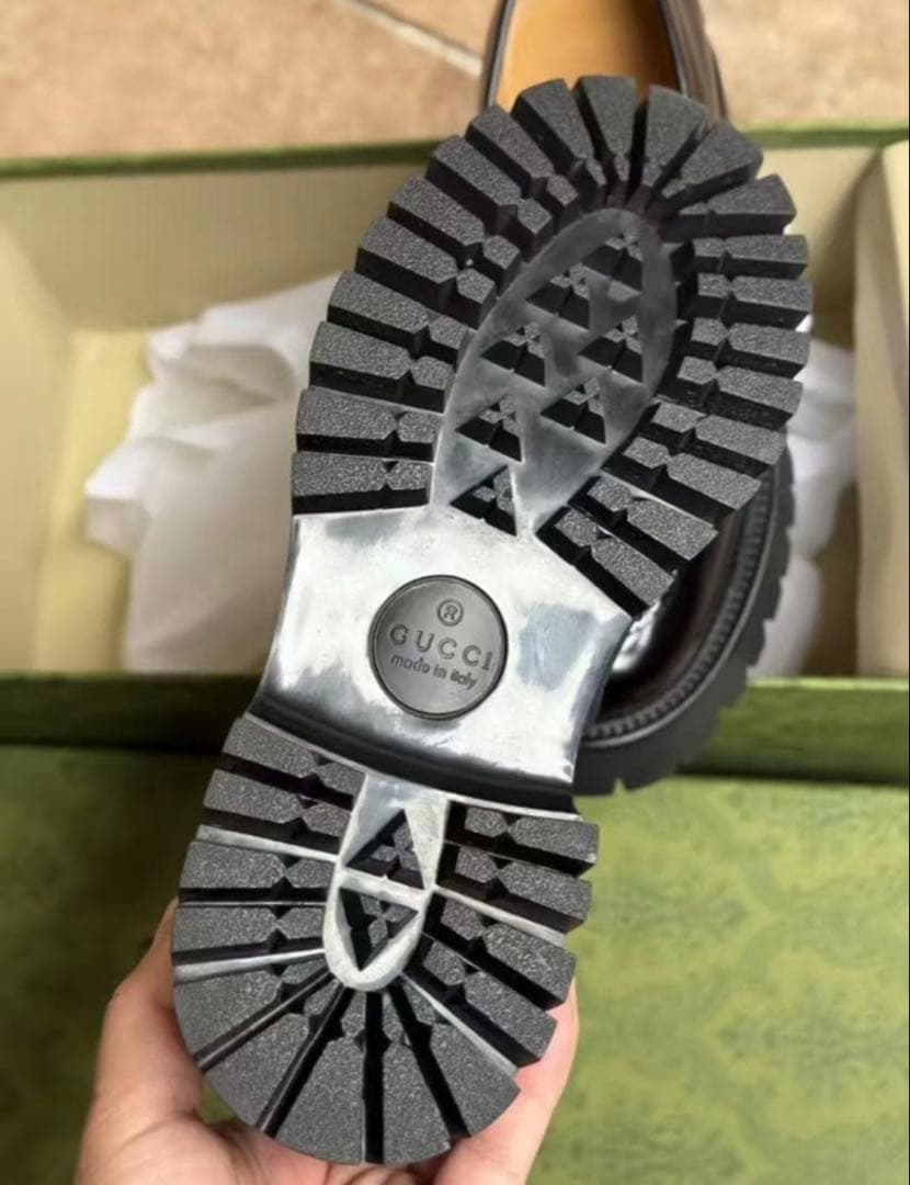 GUCCI 黒 厚底ローファー38