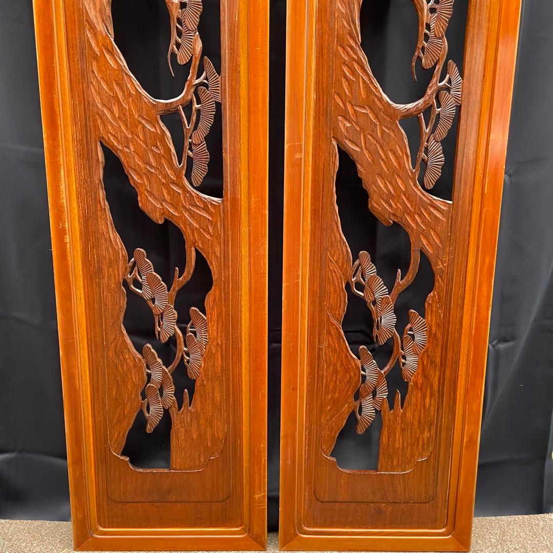 【送料込‼︎土日発送】欄間　2枚セット　レトロ　昭和　和室　手彫り