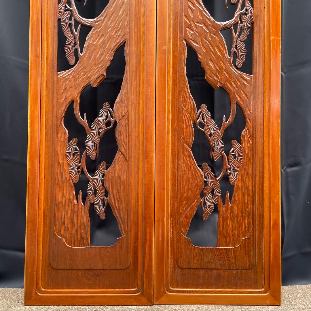 【送料込‼︎土日発送】欄間　2枚セット　レトロ　昭和　和室　手彫り