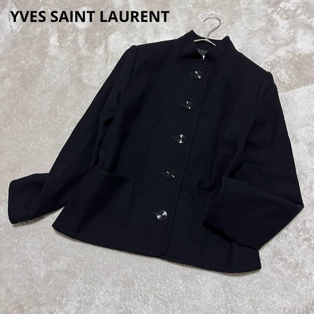 イヴ サン ローラン　ウール　マオカラー　チャイナ　ジャケット　ブラック　M