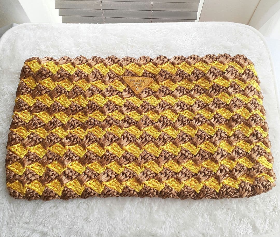 ⭐PRADA⭐　美品　プラダ　ラフィアクロケット　クラッチバッグ