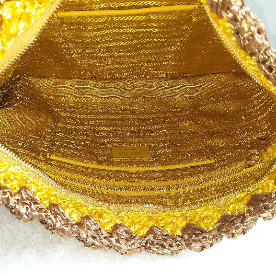 ⭐PRADA⭐　美品　プラダ　ラフィアクロケット　クラッチバッグ