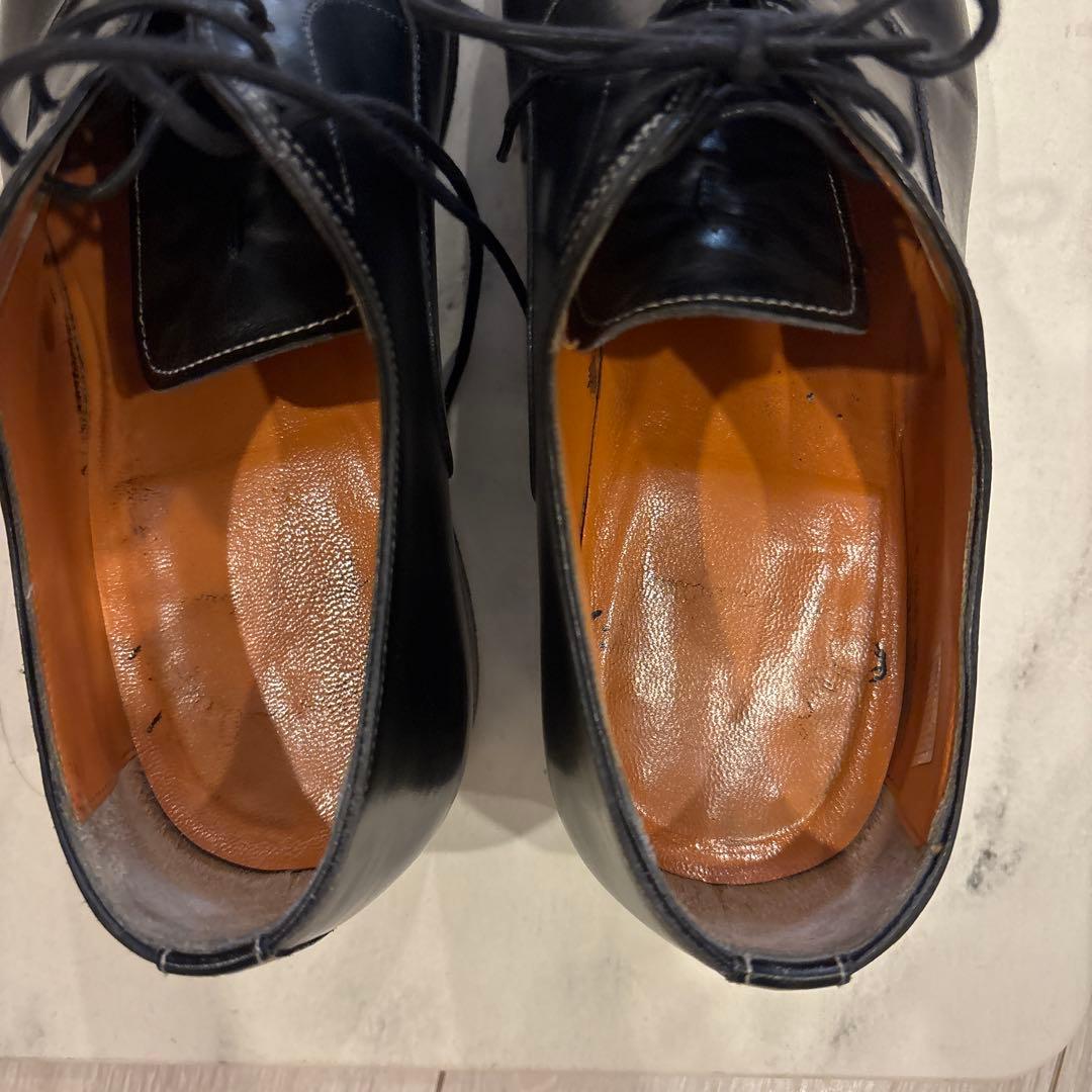 Santoni ブラック レザー ドレスシューズ