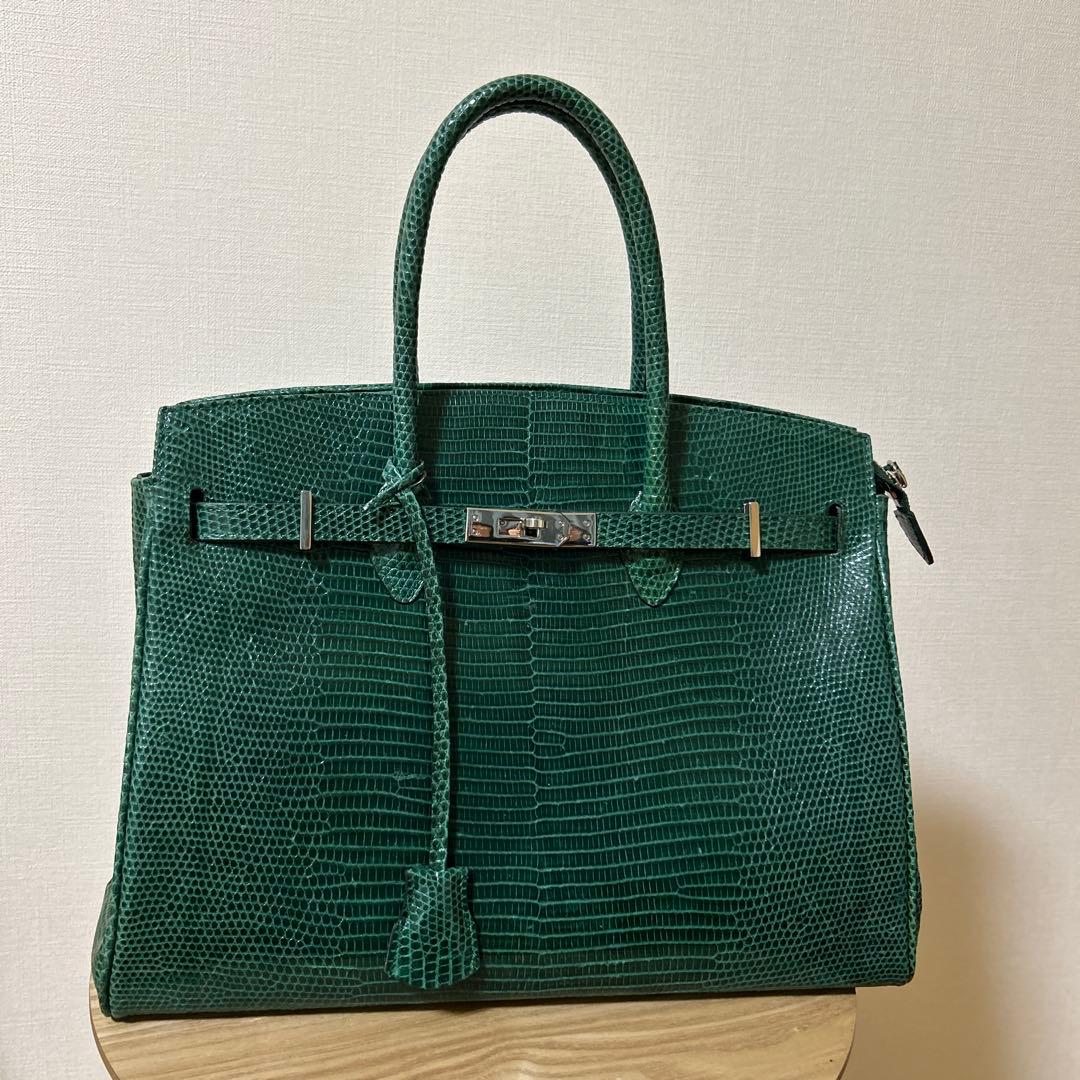 リザード　バッグ　緑