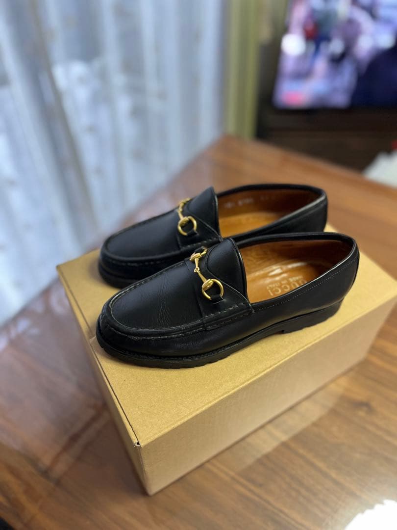 【状態良】24cm GUCCI ブラック ローファー