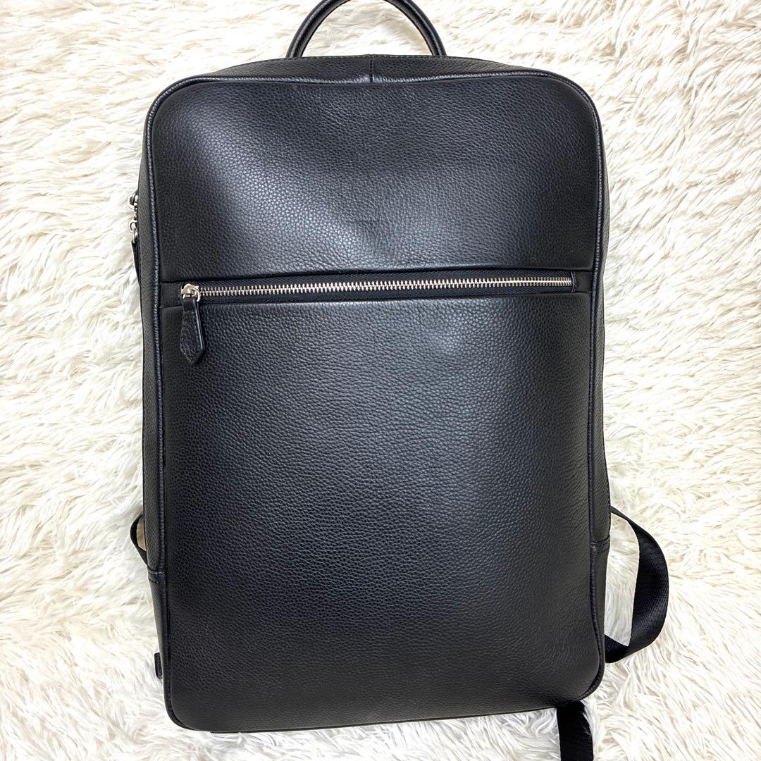 美品 MURA ムラ リュックサック レザー シボ革 肩掛け 黒 A4可 大容量