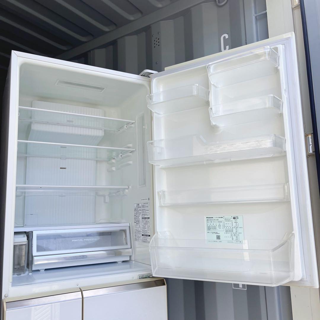 72取付無料！パナソニックパーシャル搭載ガラスドアおしゃれホワイト5ドア冷蔵庫