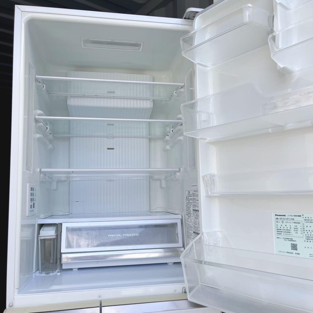 72取付無料！パナソニックパーシャル搭載ガラスドアおしゃれホワイト5ドア冷蔵庫