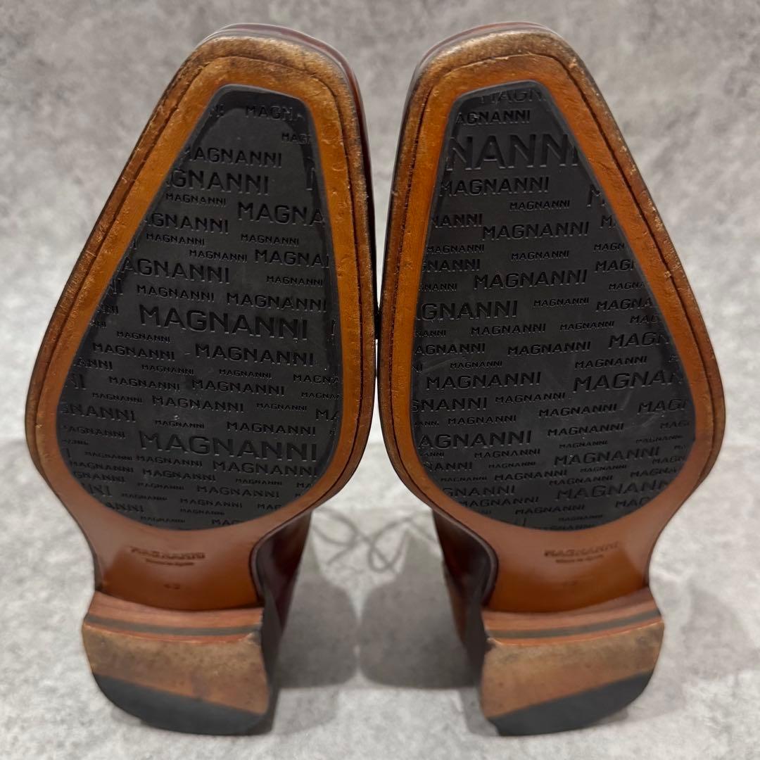 【極美品】マグナーニ　26 クォーターブローグ コニャック　ストレート　ビジネス