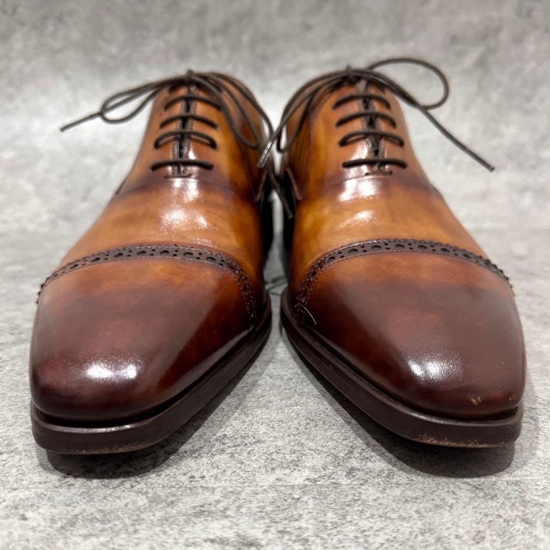 【極美品】マグナーニ　26 クォーターブローグ コニャック　ストレート　ビジネス