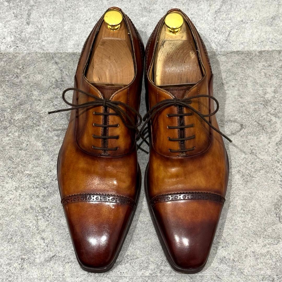 【極美品】マグナーニ　26 クォーターブローグ コニャック　ストレート　ビジネス