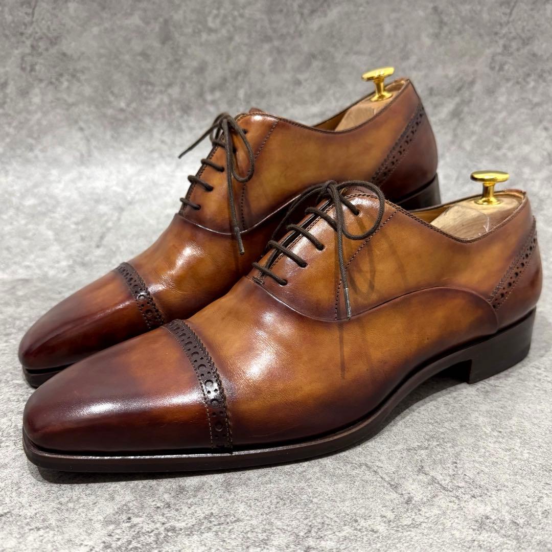 【極美品】マグナーニ　26 クォーターブローグ コニャック　ストレート　ビジネス