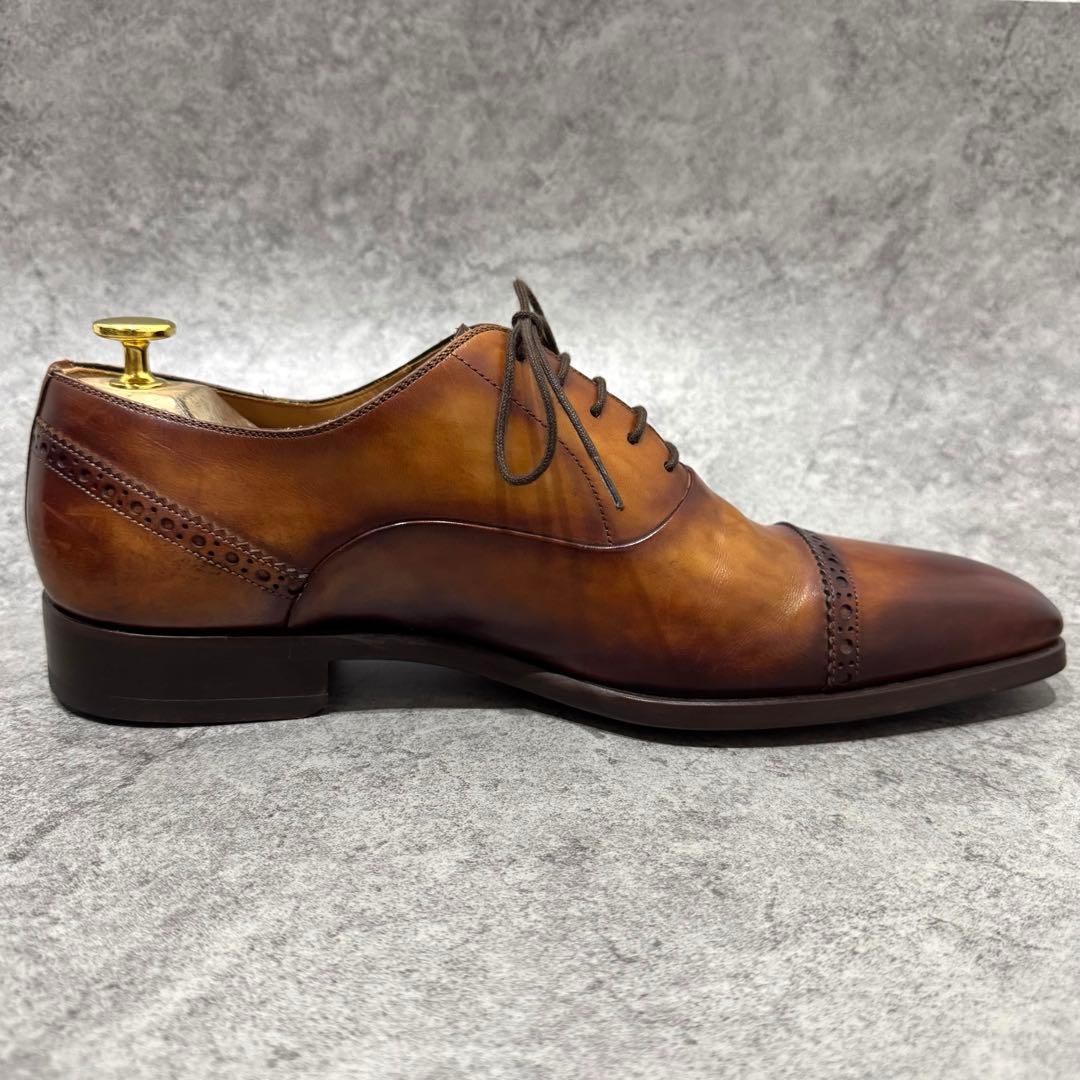 【極美品】マグナーニ　26 クォーターブローグ コニャック　ストレート　ビジネス