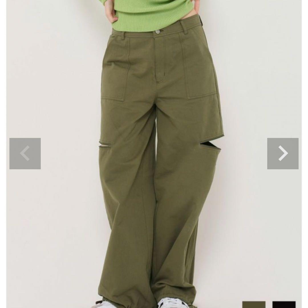 TINA：JOJUNドロストコットン ワイドパンツ カーゴパンツ