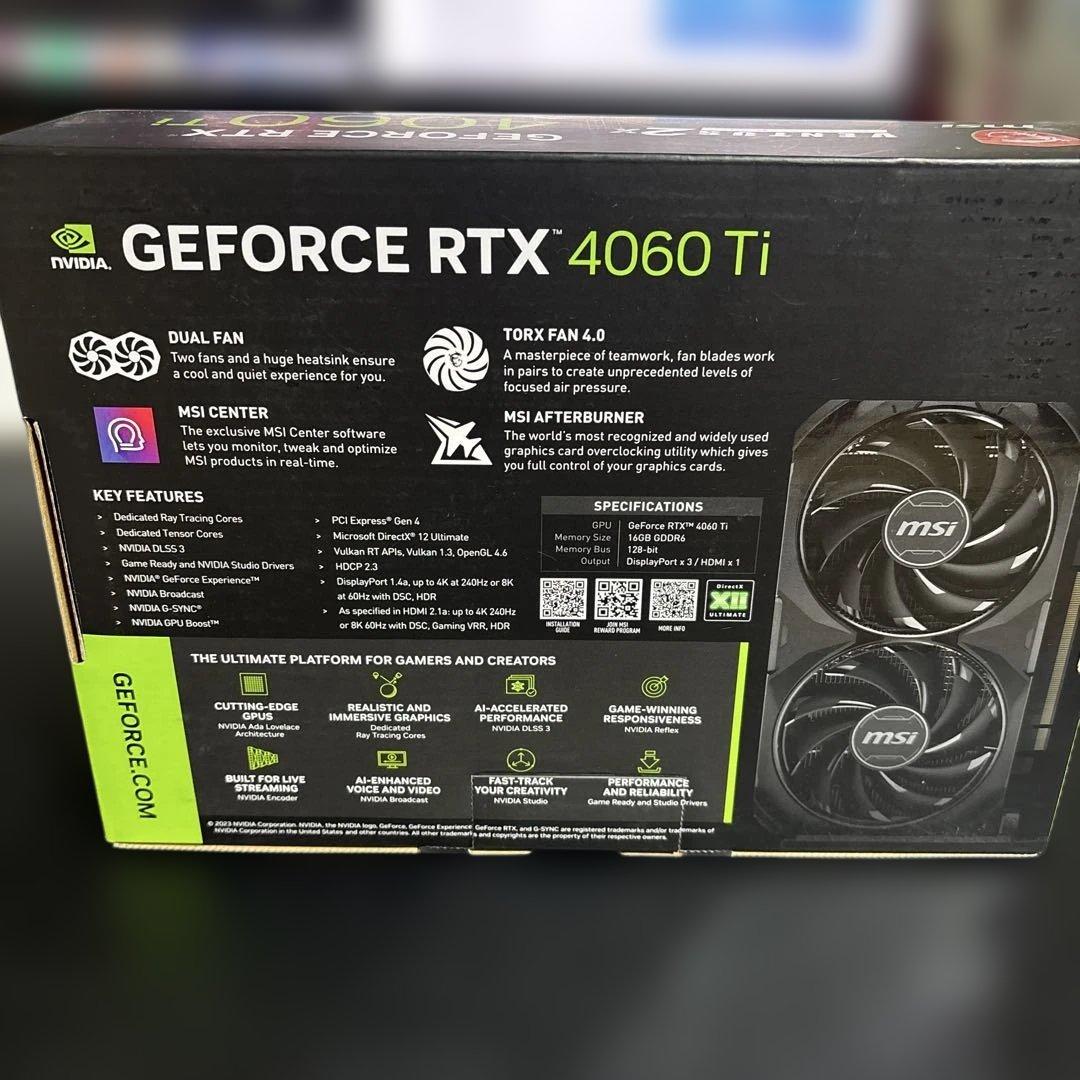 【16GB】MSI GeForce RTX 4060Ti