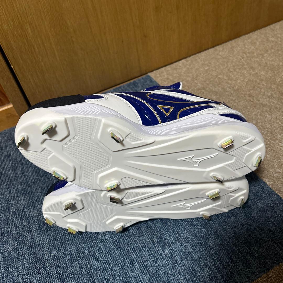 ミズノ スパイク 青/白/黒 ベルクロ式