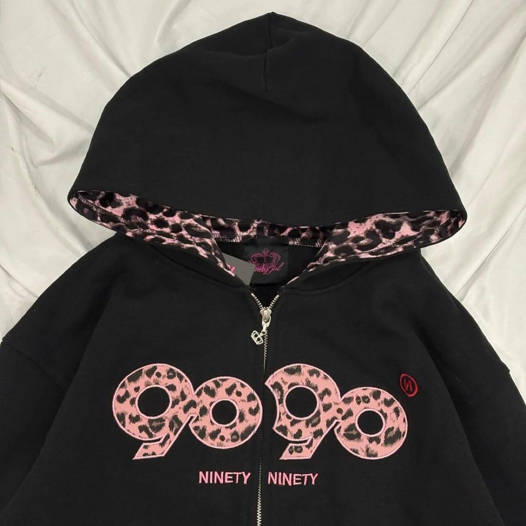 9090 ブラック ジップアップパーカー size L