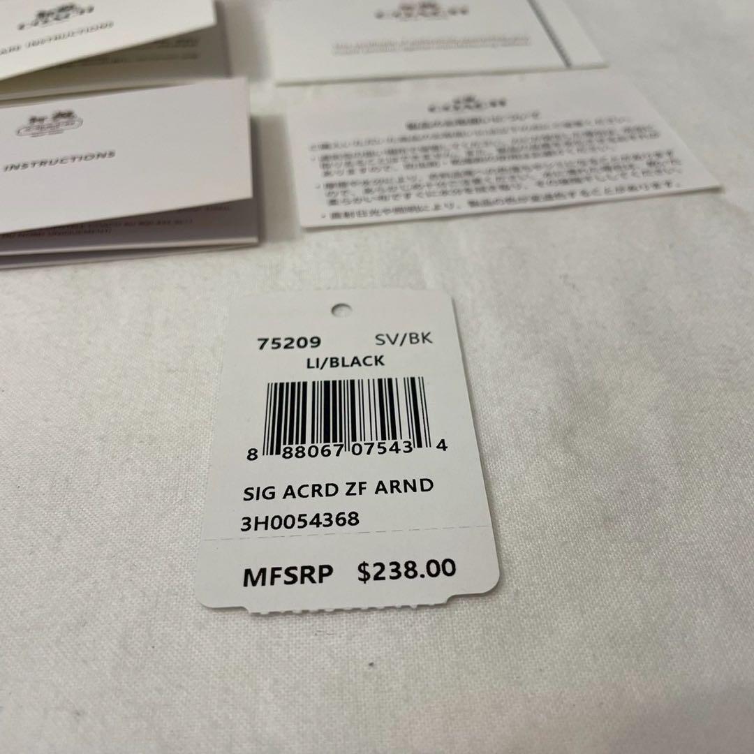 COACH/コーチ/長財布/ラウンドファスナー/レザー/ブラック/未使用/タグ付