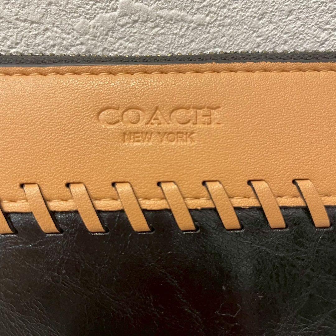 COACH/コーチ/長財布/ラウンドファスナー/レザー/ブラック/未使用/タグ付