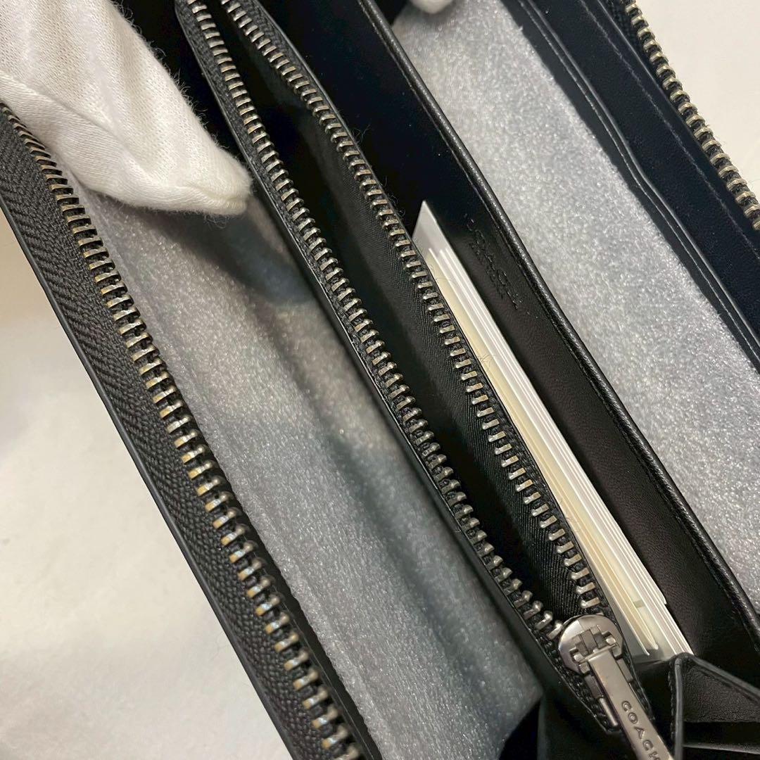 COACH/コーチ/長財布/ラウンドファスナー/レザー/ブラック/未使用/タグ付