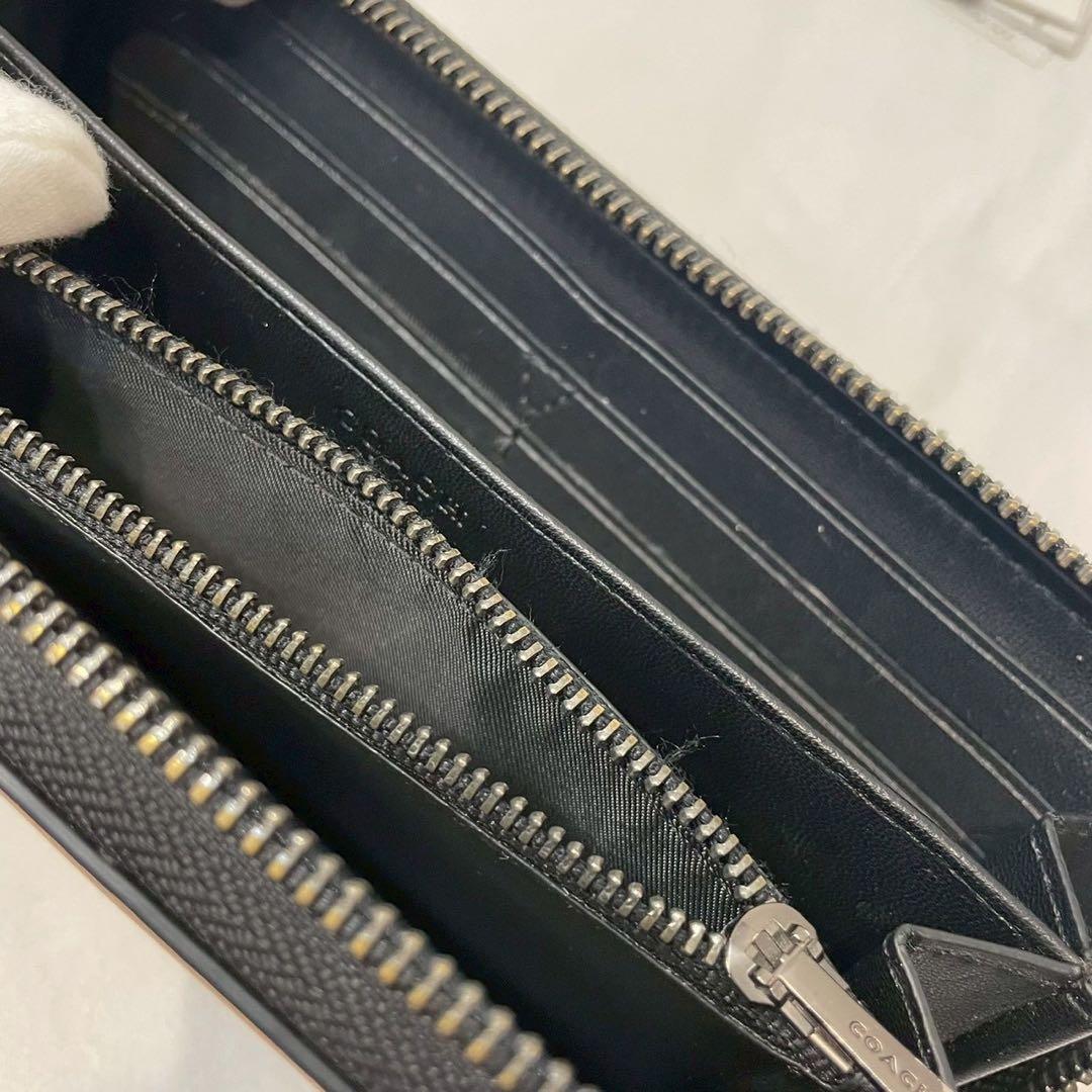 COACH/コーチ/長財布/ラウンドファスナー/レザー/ブラック/未使用/タグ付