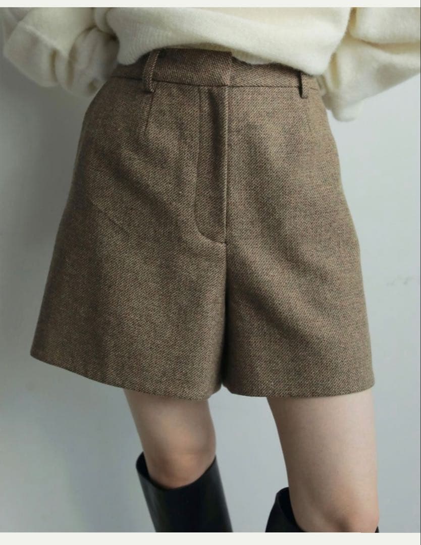 anuke Herringbone Short Pants ベージュ36