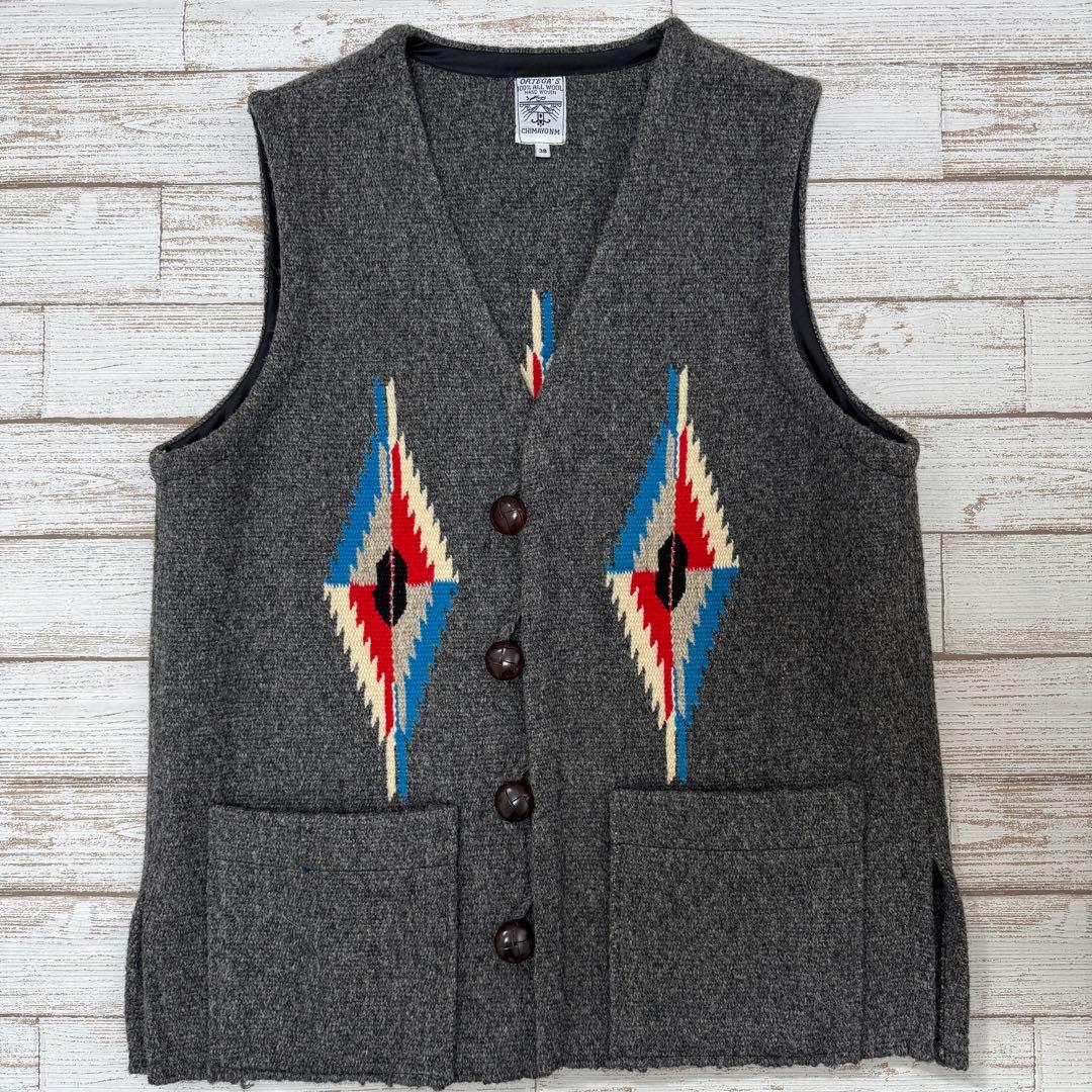 【美品】オルテガ チマヨ ベスト ポケット付き グレー 38サイズ 定番デザイン