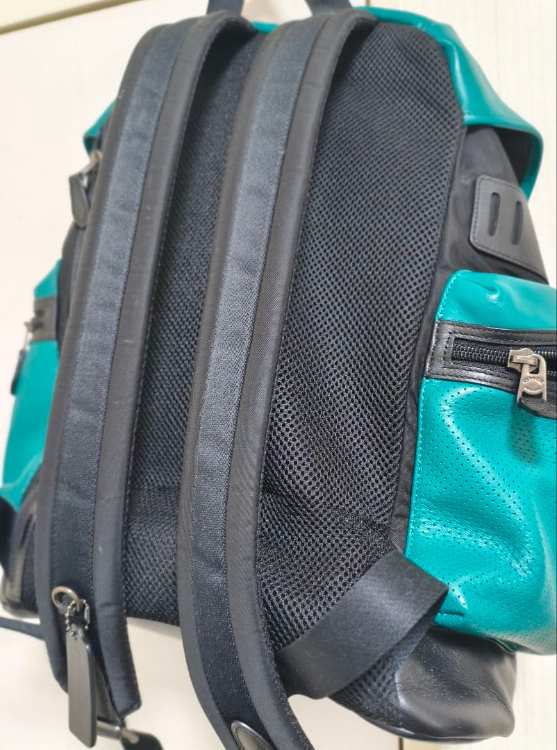 【値下げ】COACH ターコイズ レザー リュック・バックパック