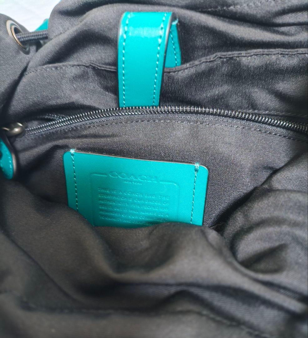 【値下げ】COACH ターコイズ レザー リュック・バックパック