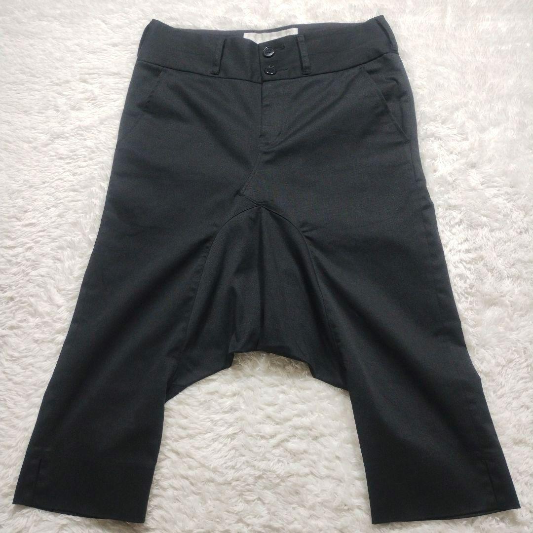 【極美品】ガンリュウ　サルエルパンツ　クロップド　ストレッチ　裾スリット　黒　M