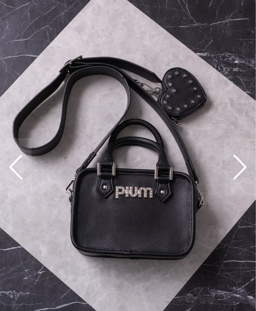 pium ハートポーチ付きミニボストンバッグ