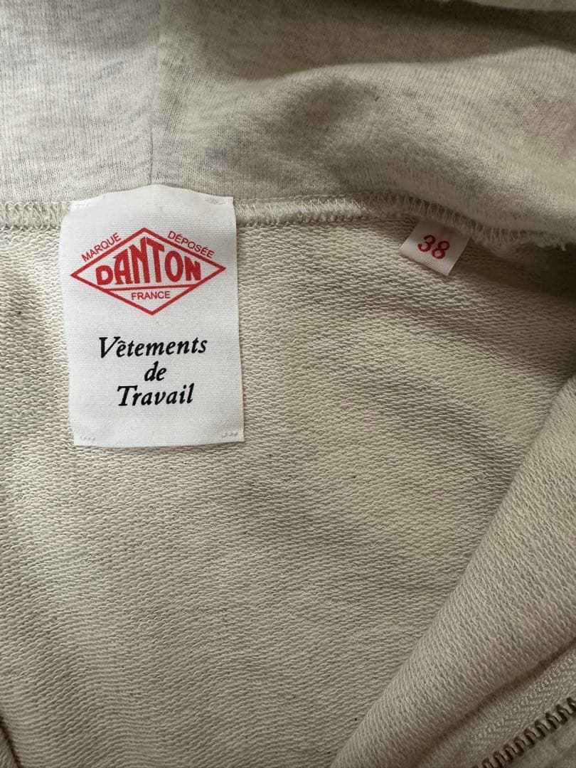 DANTON グレー フード付きパーカー サイズ38