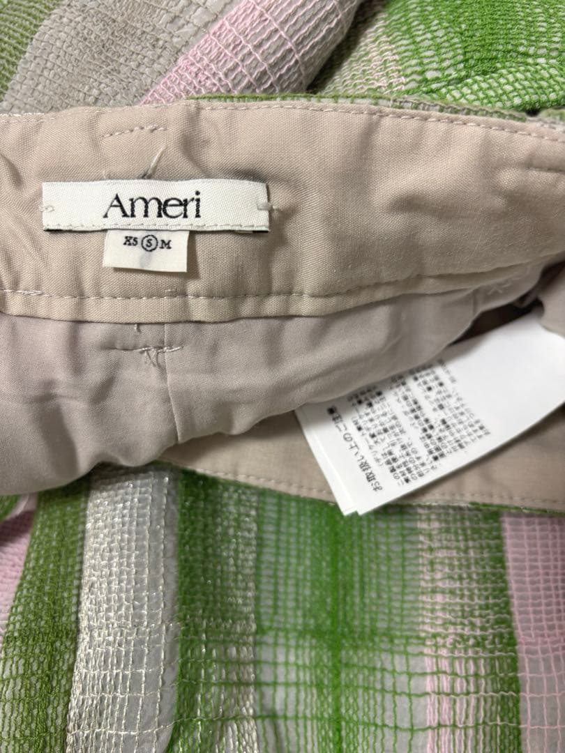 美品Ameri CHECK EMBROIDERY STRAIGHT PANTS