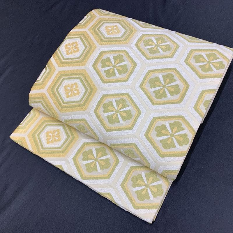 412my31◇西陣 岡文織物 花菱亀甲 唐織 袋帯 フォーマル◇美品