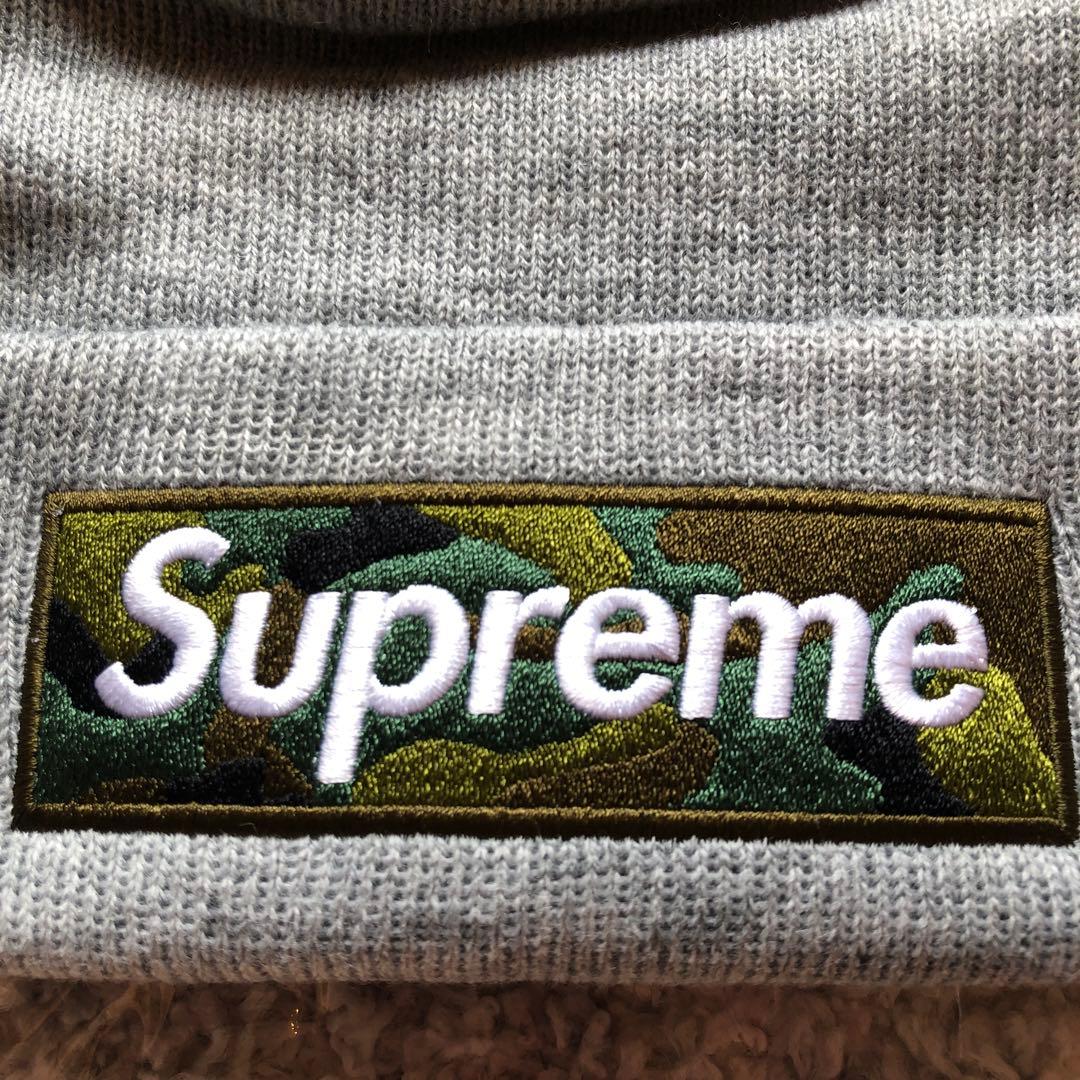 新品supreme×newera迷彩ボックスロゴニットキャップシュプリームbox