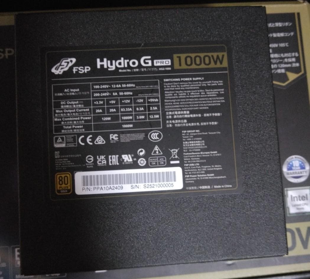 1000W電源 GOLD認証　FSP Hydro G PRO80PLUS