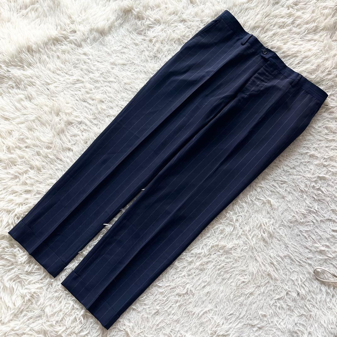 <美品>LARDINI ネイビー ウール スーツ サイズ52