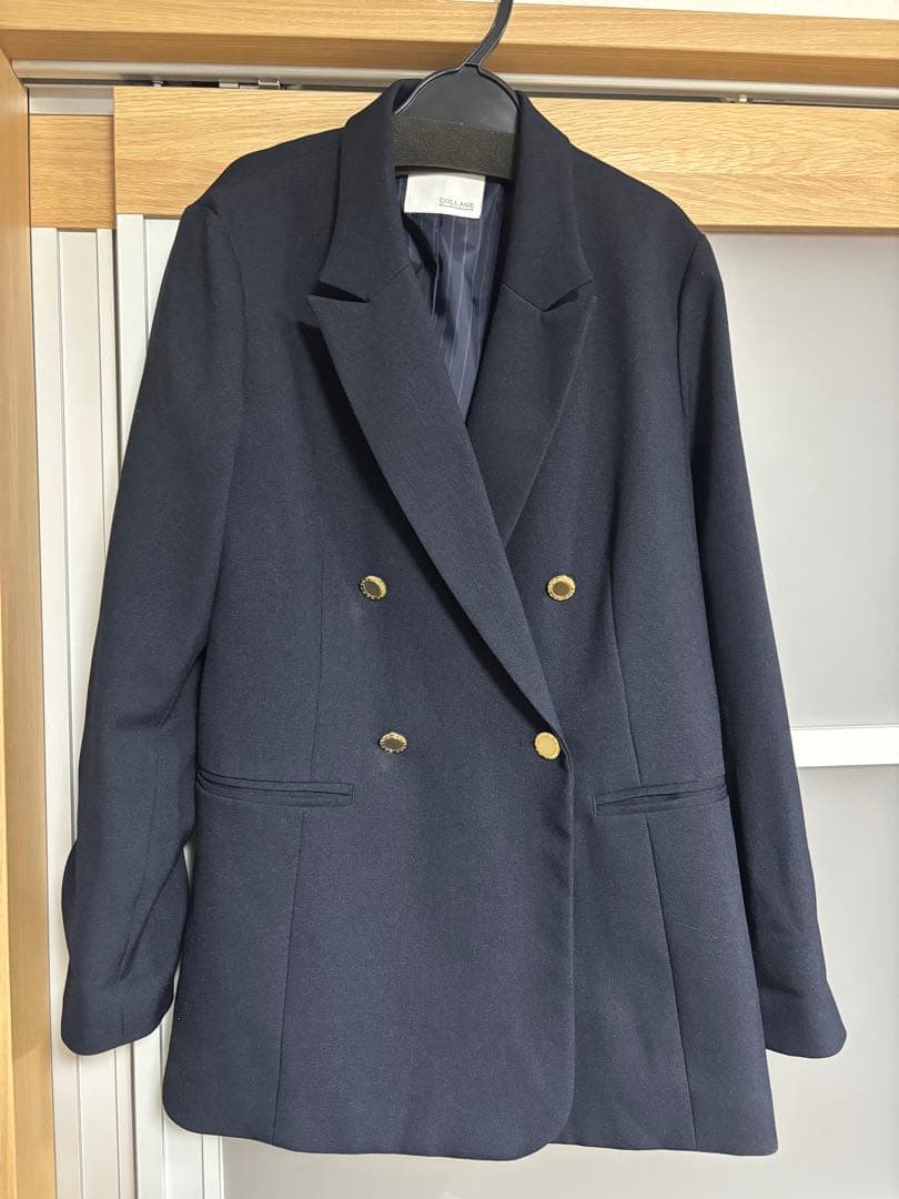 ネイビー ダブルテーラードジャケット