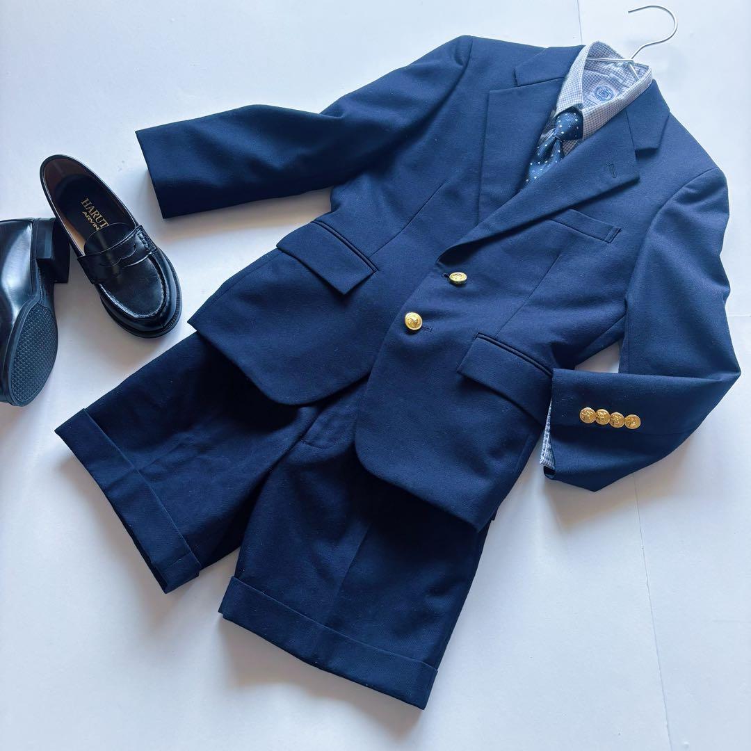 美品 フォ－マルセット ポロラルフローレン ジェイプレス 紺ブレ 入学式 130