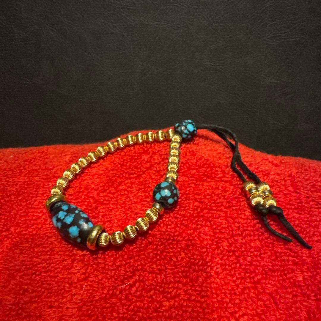 14金18金ビーズターコイズブレスレットK18K14Kナバホゴローズnavajo