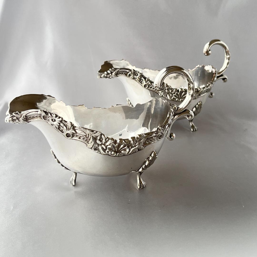 【英国】 ソースボート グレービーボート ペア【シルバープレート】