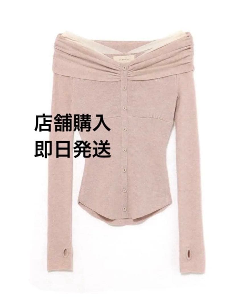 トップス andmary Shannon tulle knit tops pink