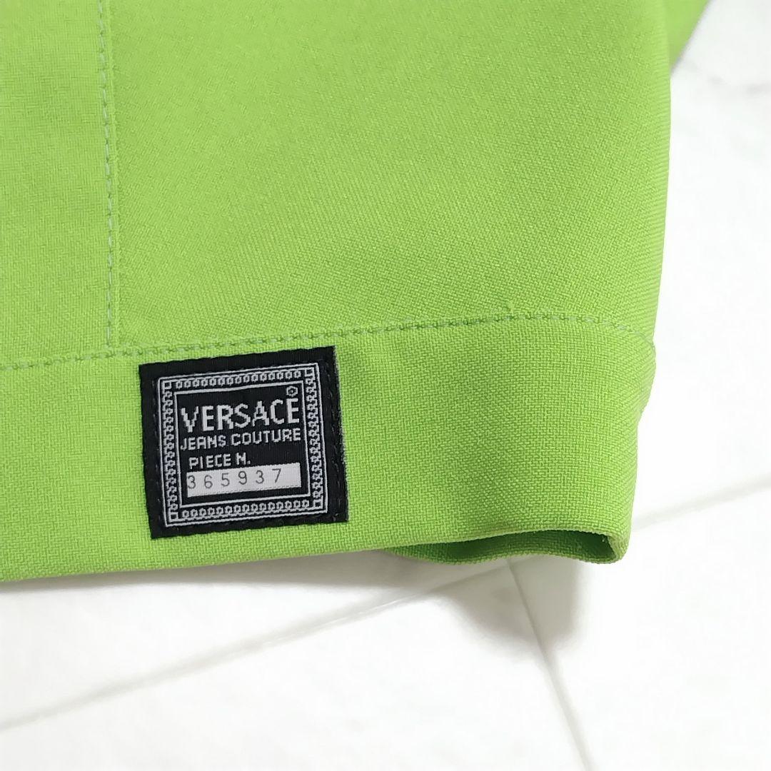 【VERSACE】ステンカラー ジャケット フロントファスナー 黄緑 ブランド