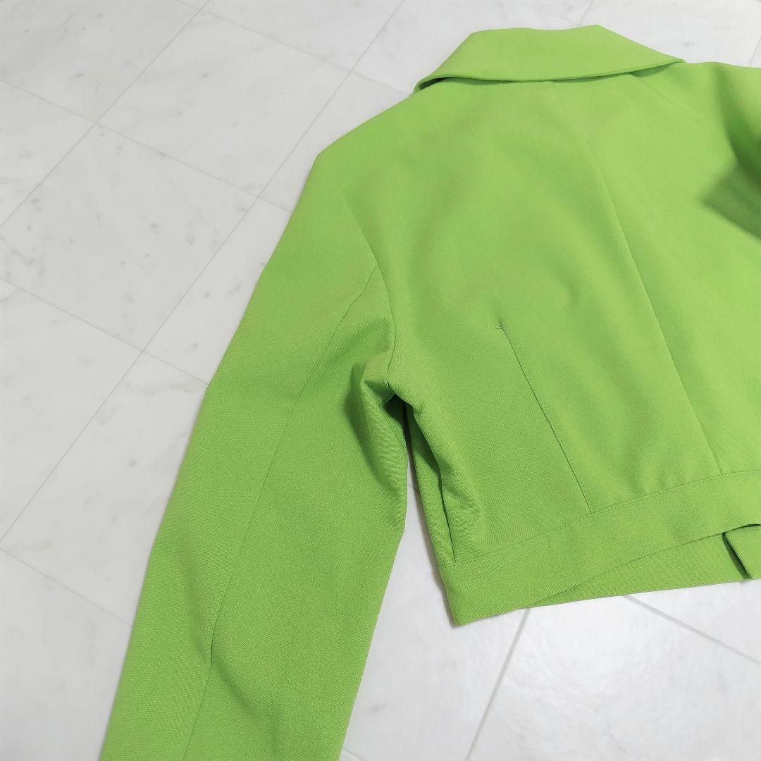 【VERSACE】ステンカラー ジャケット フロントファスナー 黄緑 ブランド